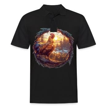 Rooster Hähne Hahn - Männer Poloshirt - Schwarz - Vorne - Kai (181cm)