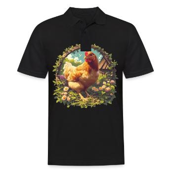 Rooster Hähne Hahn - Männer Poloshirt - Schwarz - Vorne - Kai (181cm)