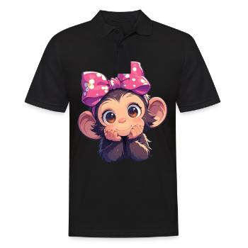 Chimpanzee Schimpansen Schimpanse - Männer Poloshirt - Schwarz - Vorne - Kai (181cm)