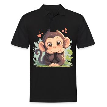 Chimpanzee Schimpansen Schimpanse - Männer Poloshirt - Schwarz - Vorne - Kai (181cm)