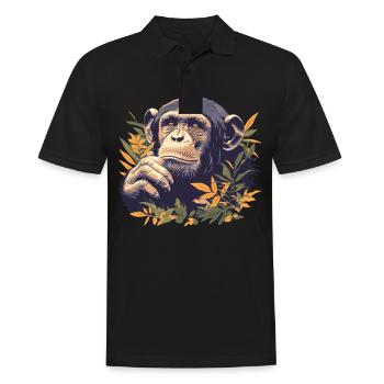 Chimpanzee Schimpansen Schimpanse - Männer Poloshirt - Schwarz - Vorne - Kai (181cm)