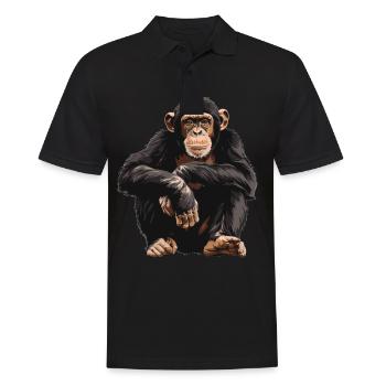 Chimpanzee Schimpansen Schimpanse - Männer Poloshirt - Schwarz - Vorne - Kai (181cm)