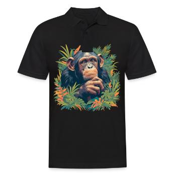 Chimpanzee Schimpansen Schimpanse - Männer Poloshirt - Schwarz - Vorne - Kai (181cm)
