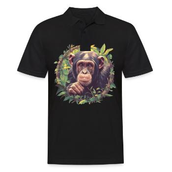 Chimpanzee Schimpansen Schimpanse - Männer Poloshirt - Schwarz - Vorne - Kai (181cm)