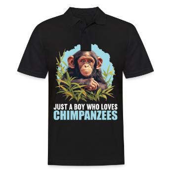 Chimpanzee Schimpansen Schimpanse - Männer Poloshirt - Schwarz - Vorne - Kai (181cm)