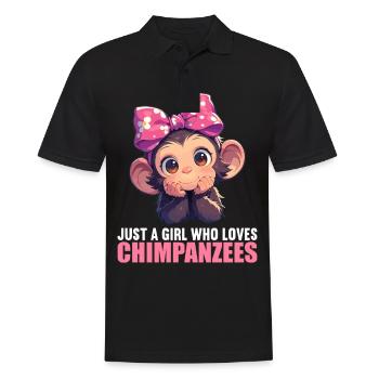 Chimpanzee Schimpansen Schimpanse - Männer Poloshirt - Schwarz - Vorne - Kai (181cm)