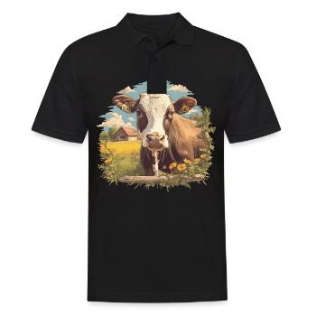 Cows Cow - Men's Polo Shirt - black - Front - Kai (181cm)