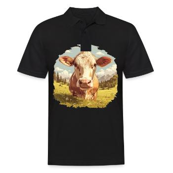 Cows Cow - Men's Polo Shirt - black - Front - Kai (181cm)