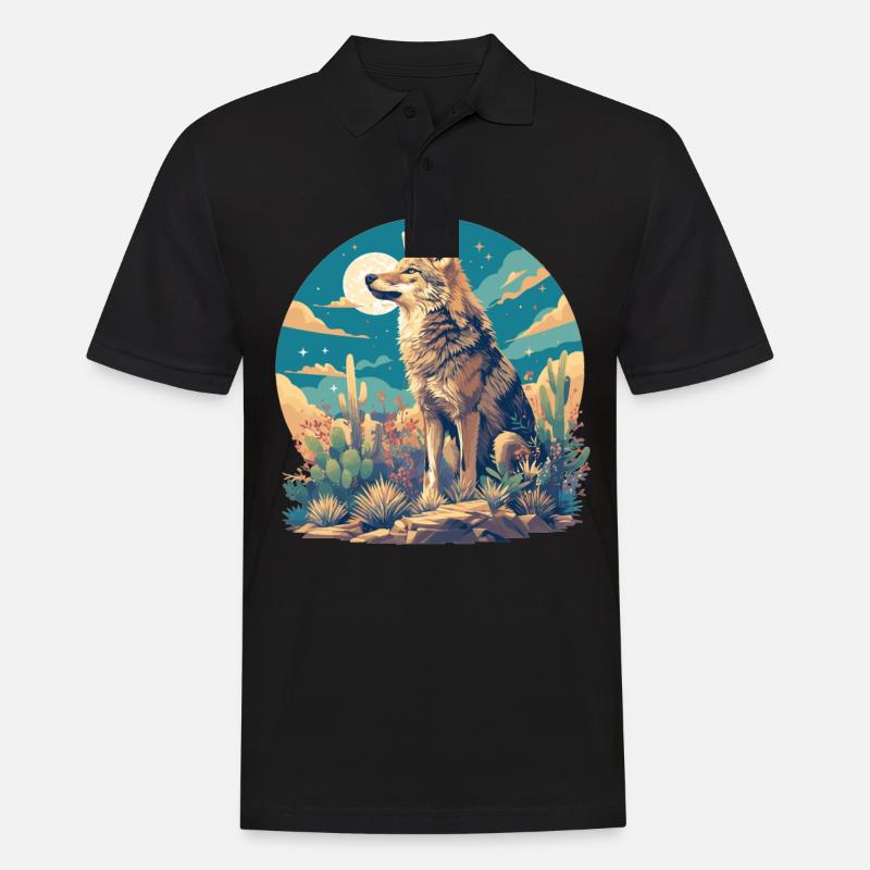 Kojoten Kojote - Männer Poloshirt - Schwarz