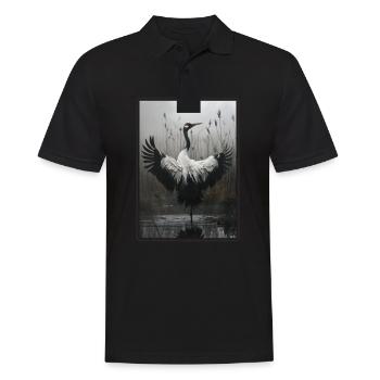 Kraniche Kranich - Männer Poloshirt - Schwarz - Vorne - Kai (181cm)