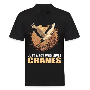 Kraniche Kranich - Männer Poloshirt - Schwarz - Vorne - Kai (181cm)