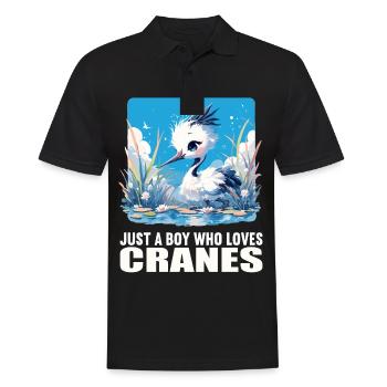 Kraniche Kranich - Männer Poloshirt - Schwarz - Vorne - Kai (181cm)