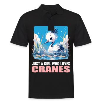 Kraniche Kranich - Männer Poloshirt - Schwarz - Vorne - Kai (181cm)