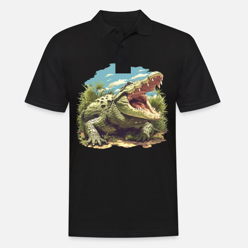Krokodile Krokodil - Männer Poloshirt - Schwarz