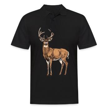 Hirsche Hirsch - Männer Poloshirt - Schwarz - Vorne - Kai (181cm)