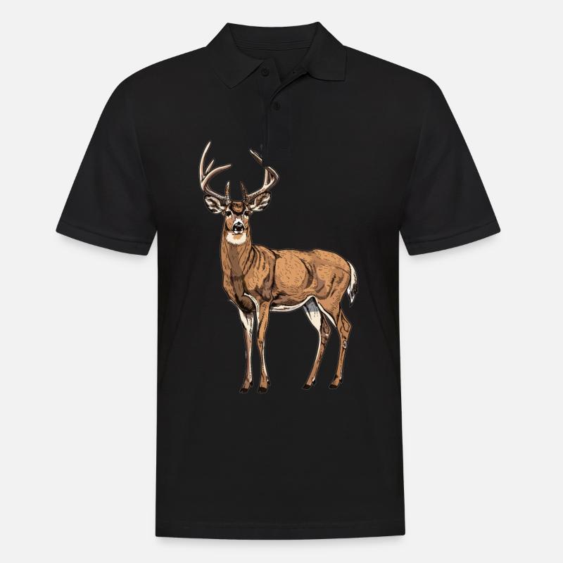 Hirsche Hirsch - Männer Poloshirt - Schwarz