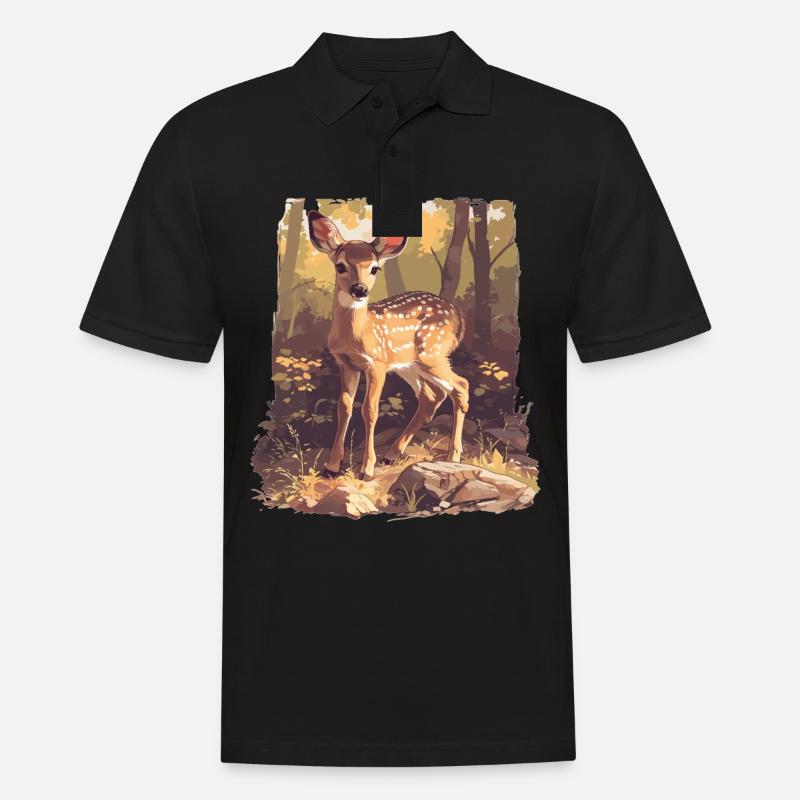 Hirsche Hirsch - Männer Poloshirt - Schwarz