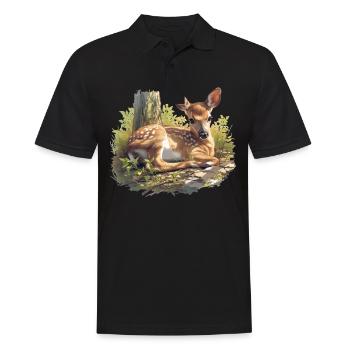 Hirsche Hirsch - Männer Poloshirt - Schwarz - Vorne - Kai (181cm)
