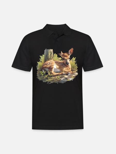 Hirsche Hirsch - Männer Poloshirt - Schwarz
