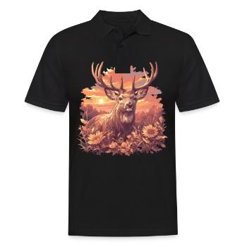 Hirsche Hirsch - Männer Poloshirt - Schwarz - Vorne - Kai (181cm)