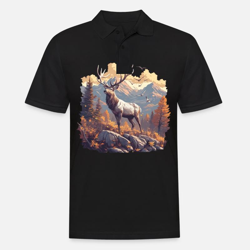 Hirsche Hirsch - Männer Poloshirt - Schwarz