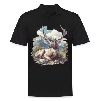 Hirsche Hirsch - Männer Poloshirt - Schwarz - Vorne - Kai (181cm)