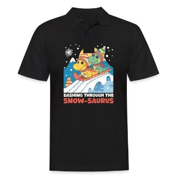 Dinosaur Christmas Dashing Through The Snow-Saurus - Men's Polo Shirt - black - Front - Kai (181cm)
