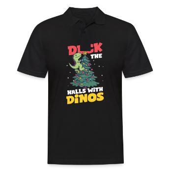 Dinosaure Noël Deck Les Salles Avec Dinos - Polo Homme - noir - Devant - Kai (181cm)