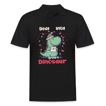 Dinosaurier-Weihnachten Lieber Weihnachtsmann, bring einen Dinosaurier mit - Männer Poloshirt - Schwarz - Vorne - Kai (181cm)
