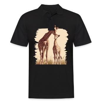 Giraffen Giraffe - Männer Poloshirt - Schwarz - Vorne - Kai (181cm)
