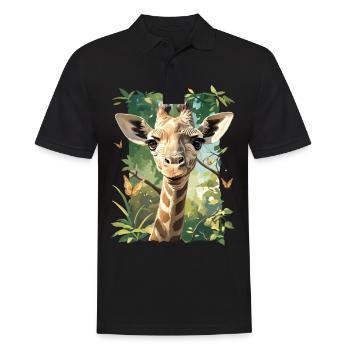 Giraffen Giraffe - Männer Poloshirt - Schwarz - Vorne - Kai (181cm)