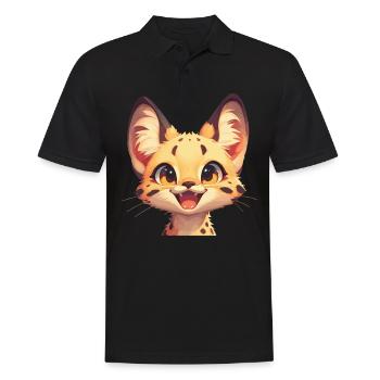 Servale Serval - Männer Poloshirt - Schwarz - Vorne - Kai (181cm)