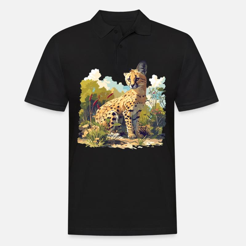 Servale Serval - Männer Poloshirt - Schwarz
