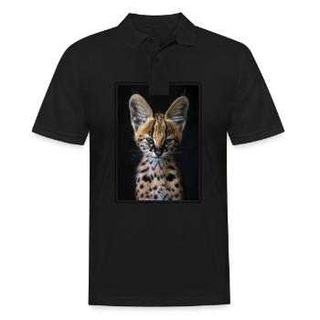 Servale Serval - Männer Poloshirt - Schwarz - Vorne - Kai (181cm)