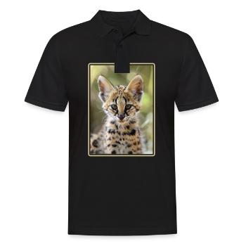 Servale Serval - Männer Poloshirt - Schwarz - Vorne - Kai (181cm)