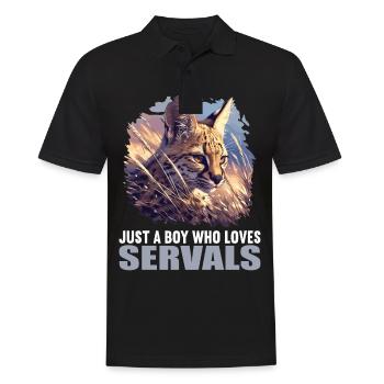 Servale Serval - Männer Poloshirt - Schwarz - Vorne - Kai (181cm)