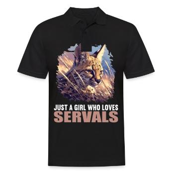 Servale Serval - Männer Poloshirt - Schwarz - Vorne - Kai (181cm)