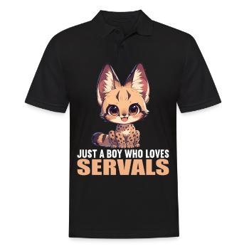 Servale Serval - Männer Poloshirt - Schwarz - Vorne - Kai (181cm)