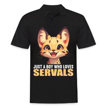 Servale Serval - Männer Poloshirt - Schwarz - Vorne - Kai (181cm)