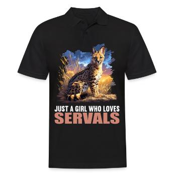 Servale Serval - Männer Poloshirt - Schwarz - Vorne - Kai (181cm)