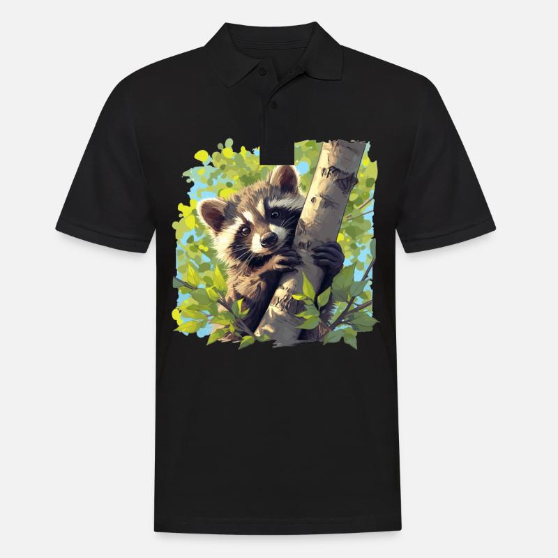 Waschbären Waschbär - Männer Poloshirt - Schwarz