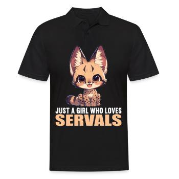 Servale Serval - Männer Poloshirt - Schwarz - Vorne - Kai (181cm)
