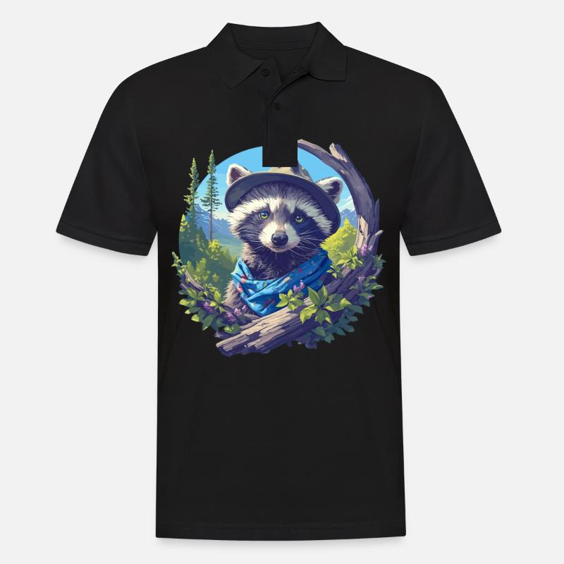 Waschbären Waschbär - Männer Poloshirt - Schwarz