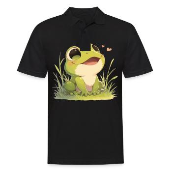 Frosch Frösche - Männer Poloshirt - Schwarz - Vorne - Kai (181cm)