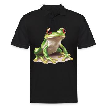 Frosch Frösche - Männer Poloshirt - Schwarz - Vorne - Kai (181cm)