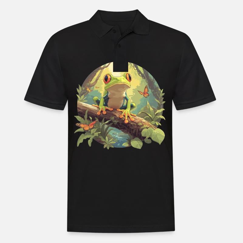 Frosch Frösche - Männer Poloshirt - Schwarz