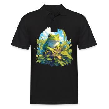 Frosch Frösche - Männer Poloshirt - Schwarz - Vorne - Kai (181cm)