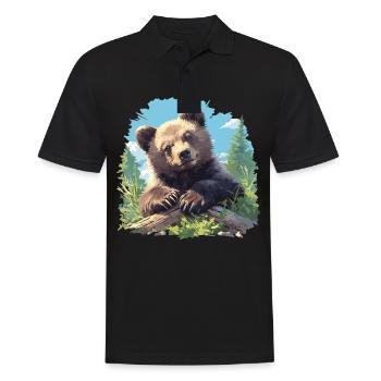 Grizzlis Ours grizzly - Polo Homme - noir - Devant - Kai (181cm)