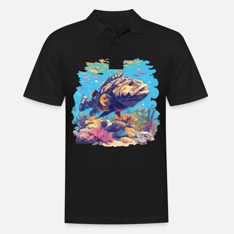 Zackenbarsche Zackenbarsch - Männer Poloshirt - Schwarz