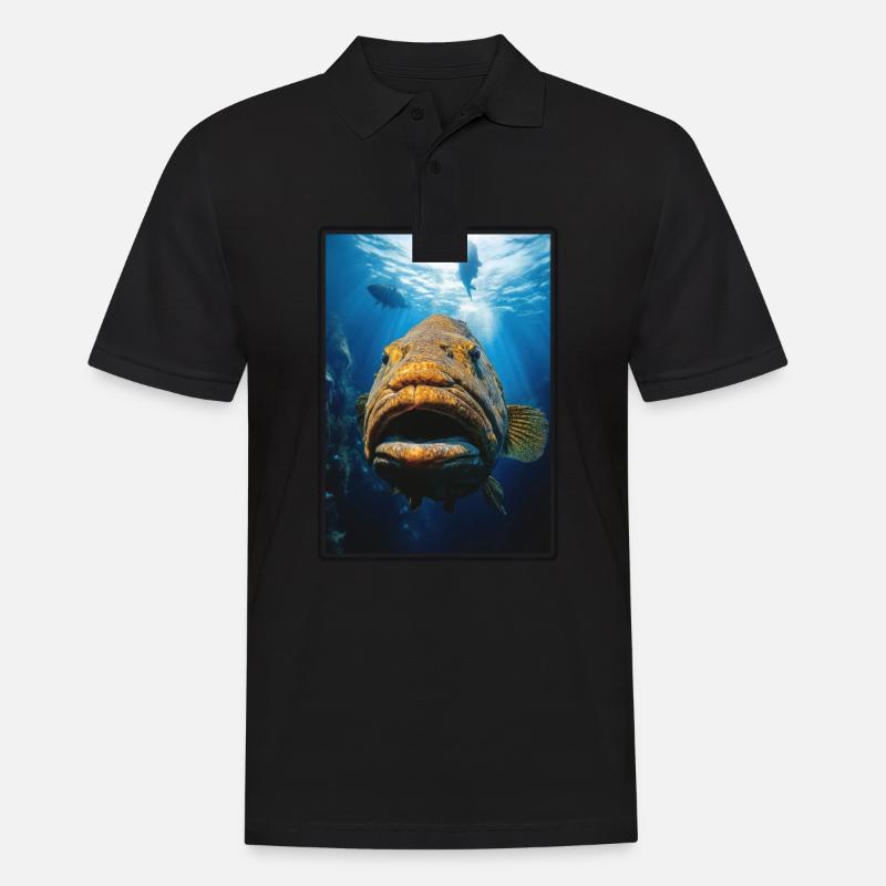 Zackenbarsche Zackenbarsch - Männer Poloshirt - Schwarz